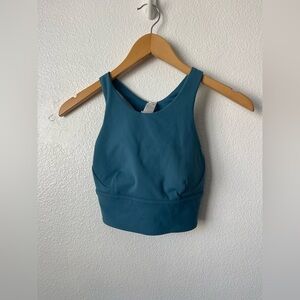 LULULEMON CAPB Teal Blue Everlux Wunder Train Long Line C/D Cup Bra Sz 4